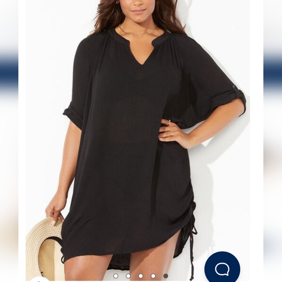 ❤️SALE! NWOT SWIMSUITS FOR ALL Abigail Cover Up Black Tunic 14/16 - Picture 2 of 12